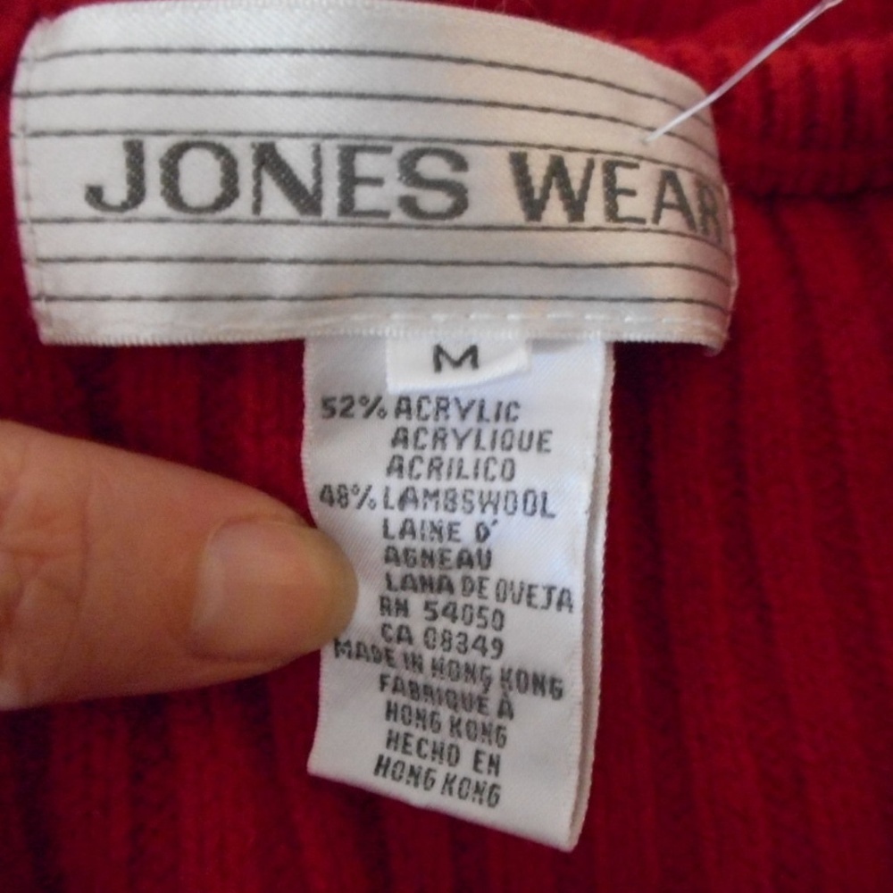 Jones Wear Red Lambswool blend sweater Size M - Picture 3 of 6